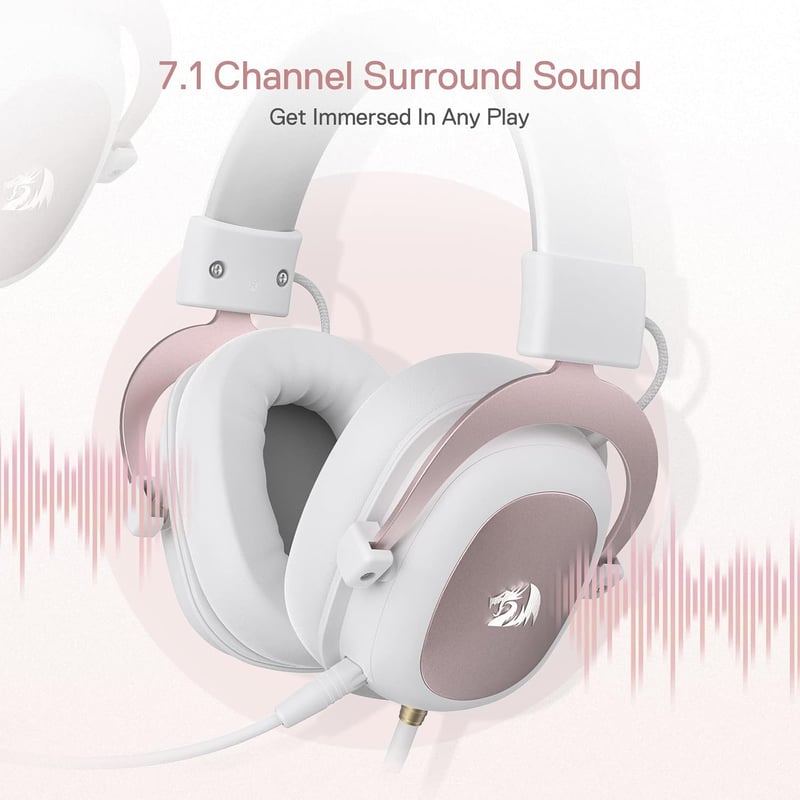 Redragon H510 Zeus 7.1 Surround Gaming Headset Pink-White PC/PS4/Xbox