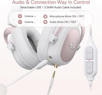 Redragon H510 Zeus 7.1 Surround Gaming Headset Pink-White PC/PS4/Xbox 4