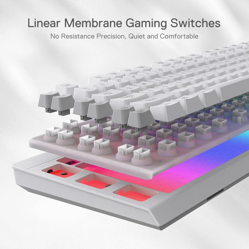 Redragon K512 Shiva fehér gaming billentyűzet RGB LED membrán QWERTY