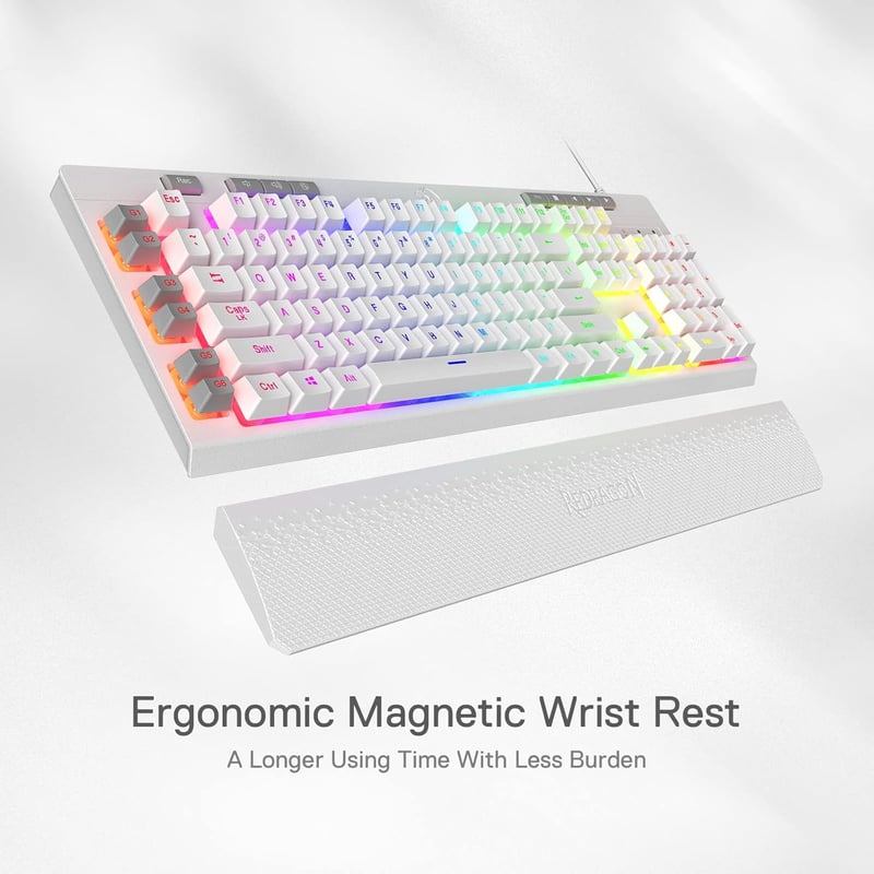 Redragon K512 Shiva fehér gaming billentyűzet RGB LED membrán QWERTY