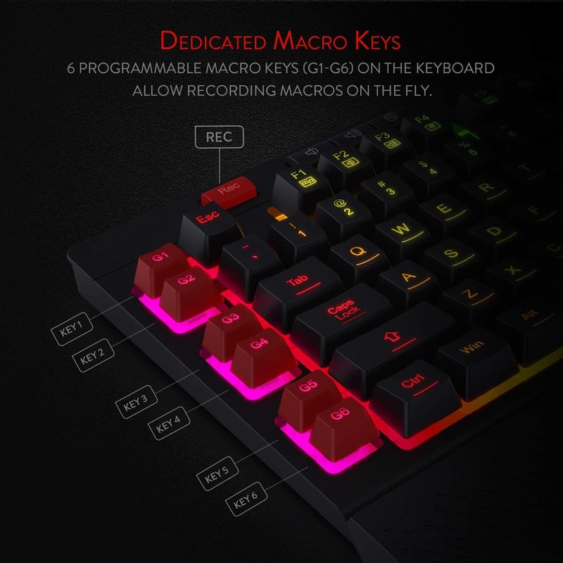 Redragon K512 Shiva RGB Gaming Billentyűzet Membrán Wrist Rest - black