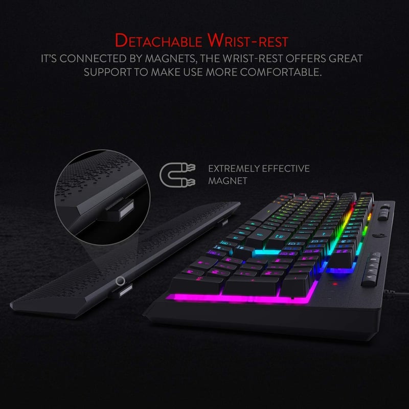 Redragon K512 Shiva RGB Gaming Billentyűzet Membrán Wrist Rest - black