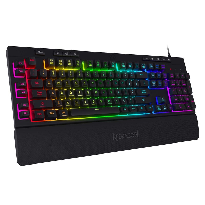 Redragon K512 Shiva RGB membranska gaming tipkovnica s osloncem za zglobove - crna