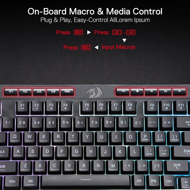 Redragon K515 Shiva RGB Gaming Billentyűzet Mechanikus Érzet 98 Gomb