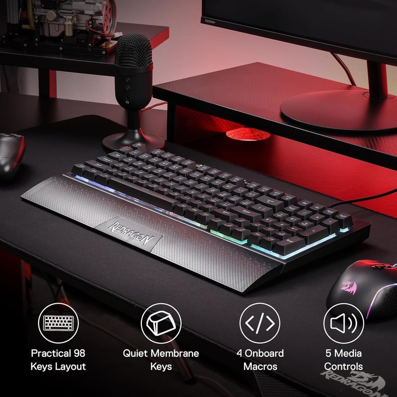 Redragon K515 Shiva RGB Gaming Billentyűzet Mechanikus Érzet 98 Gomb