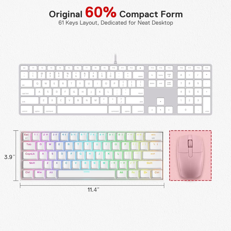 Redragon K530 Draconic 60% Mechanikus Gamer Billentyűzet RGB, Bluetooth/Vezetékes/2.4GHz