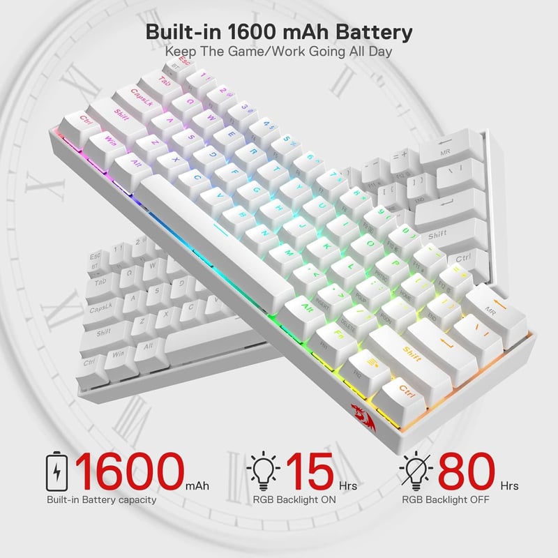 Redragon K530 Draconic 60% Mechanikus Gamer Billentyűzet RGB, Bluetooth/Vezetékes/2.4GHz