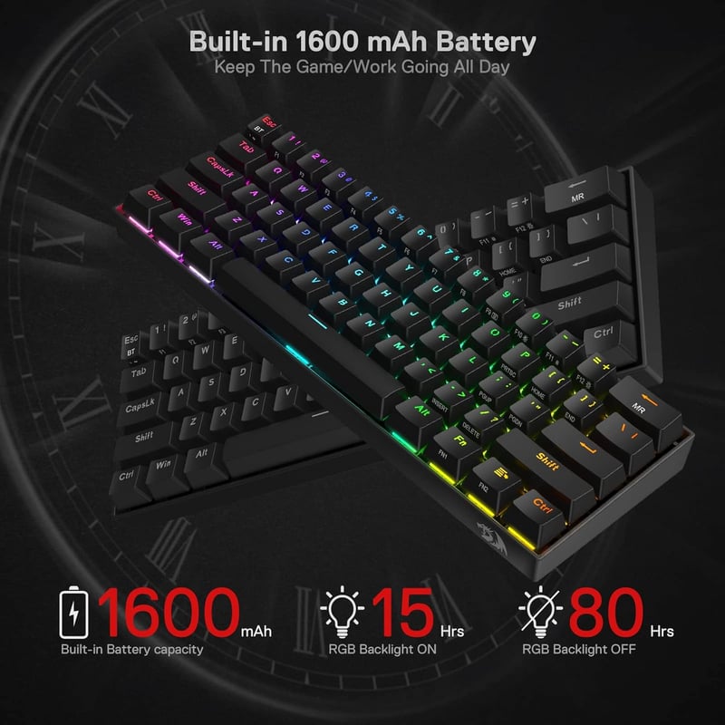 Redragon K530 Pro Draconic 60% Mechanikus Gamer Billentyűzet RGB LED Wireless