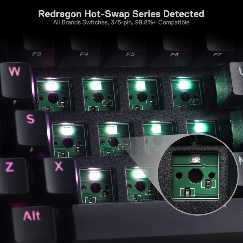 Redragon K530 Pro Draconic 60% Mechanikus Gamer Billentyűzet RGB LED Wireless