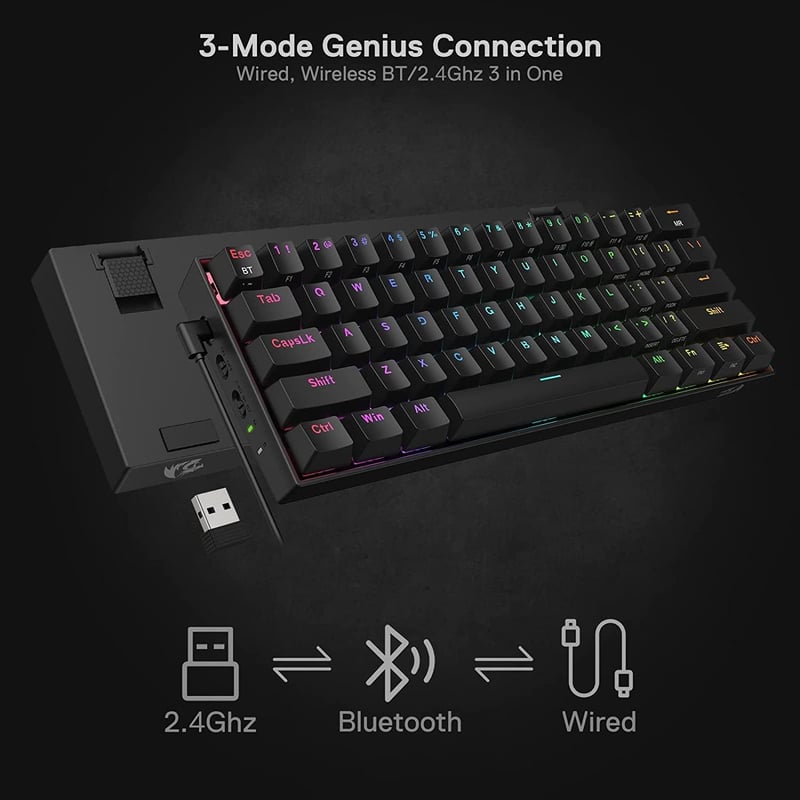 Redragon K530 Pro Draconic 60% mechanikus gaming billentyűzet RGB LED, vezeték nélküli