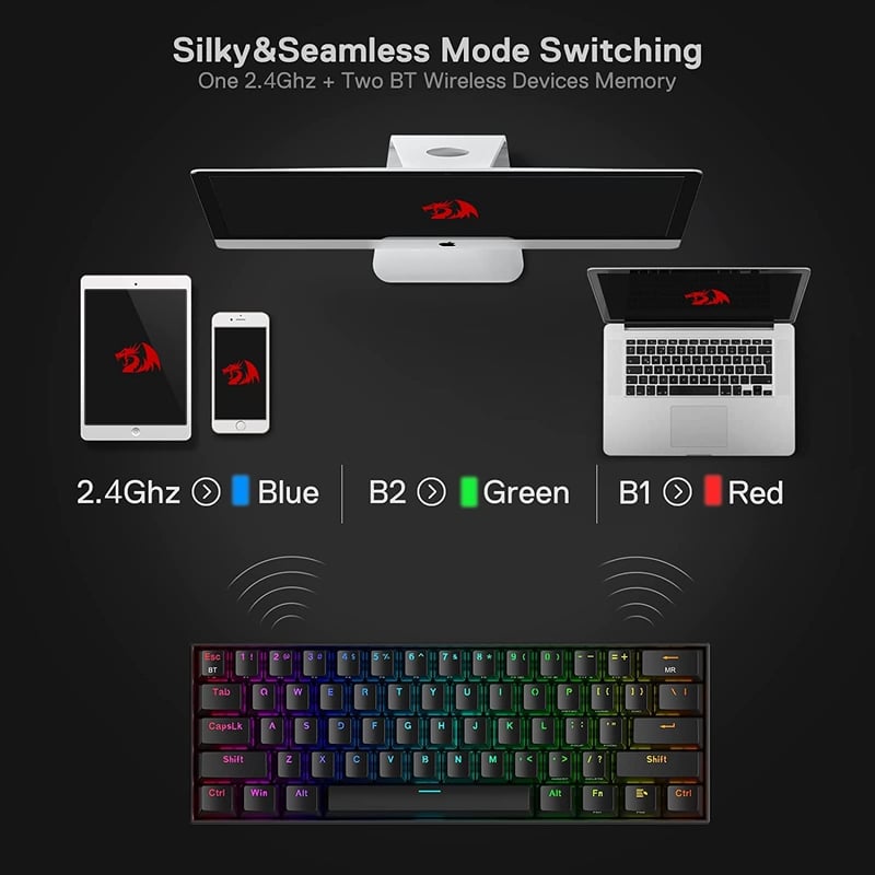 Redragon K530 Pro Draconic 60% mechanikus gaming billentyűzet RGB LED, vezeték nélküli
