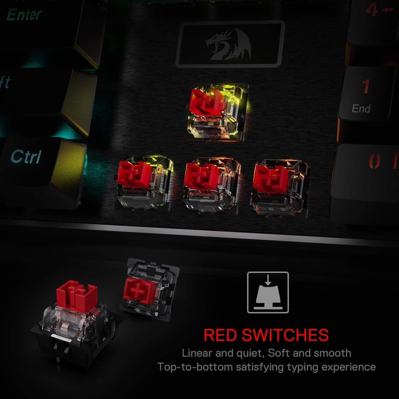 Redragon K556 Mechanikus Gaming Billentyűzet RGB Világítás Piros Switch