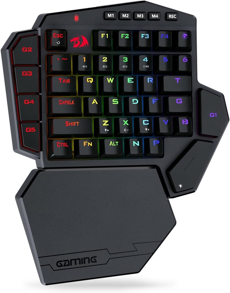Redragon K585 PRO Vezeték Nélküli Egykezi Mechanikus Gamer Billentyűzet, 42 Gomb, RGB Háttérvilágítás, 7 Makró Gomb, Mágnesesen Rögzíthető C