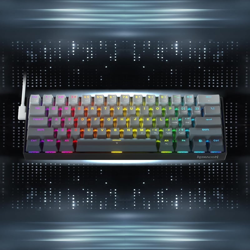 Redragon K617 Fast Shutter Gamer Billentyűzet, 60% Kompakt Mechanikus, Mágneses Kapcsolók, Állítható Működési Pont, 8K Hz, QWERTY, 