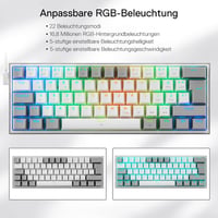 Redragon K617 Fizz 60% Német QWERTZ Gaming Billentyűzet RGB LED Mechanikus 5