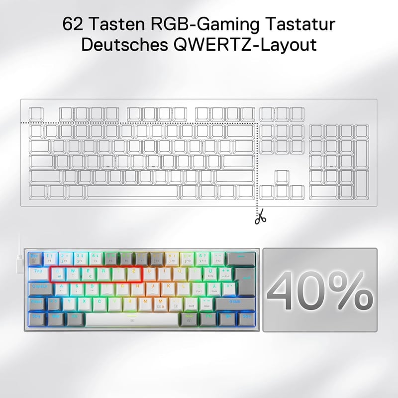 Redragon K617 Fizz 60% Német QWERTZ Gaming Billentyűzet RGB LED Mechanikus