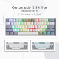 Redragon K617 RGB Mechanikus Gamer Billentyűzet - 60% Kompakt, 61 Gombos, Vezetékes, Lineáris Piros Kapcsolókkal, Pro Driver Támogatással - QWERTY (Grey) 6