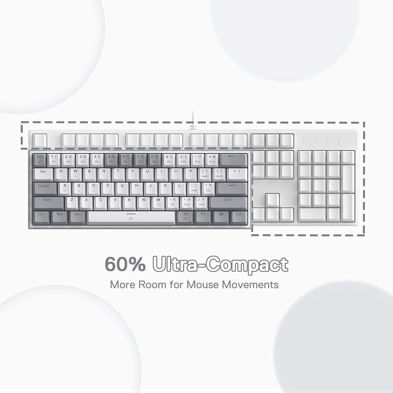 Redragon K617 RGB Mechanikus Gamer Billentyűzet - 60% Kompakt, 61 Gombos, Vezetékes, Lineáris Piros Kapcsolókkal, Pro Driver Támogatással - QWERTY (Grey)