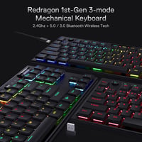 Redragon K621 Horus TKL mechanikus gaming billentyűzet, RGB, BT/2.4GHz/USB, 80% - fekete 5