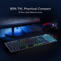 Redragon K621 Horus TKL mechanikus gaming billentyűzet, RGB, BT/2.4GHz/USB, 80% - fekete 6