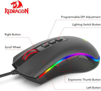 Redragon M711 COBRA Gaming Egér 16.8M RGB Háttérvilágítás 10000 DPI - Black-M711 2