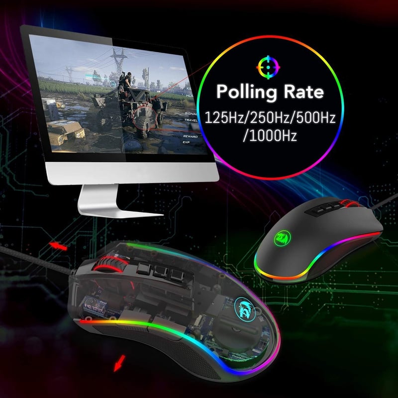 Redragon M711 COBRA Gaming Egér 16.8M RGB Háttérvilágítás 10000 DPI - Black-M711
