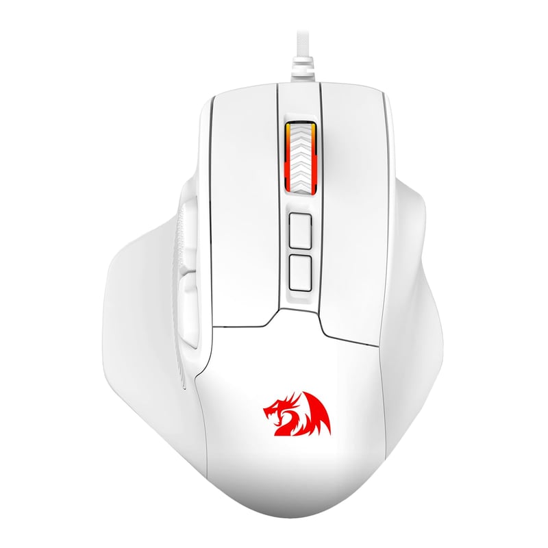 Mouse de Gaming Redragon M806 Bullseye, 7 Butoane Programabile, Iluminare RGB, Prindere Ergonomică, 12400 DPI, Funcție Macro, Alb