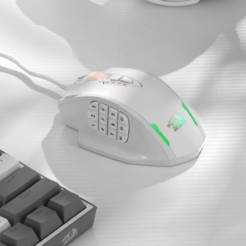 Redragon M908 Impact RGB LED gamer egér 12400 DPI optikai vezetékes fehér
