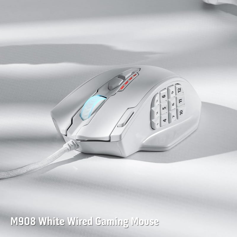 Redragon M908 Impact RGB LED gamer egér 12400 DPI optikai vezetékes fehér