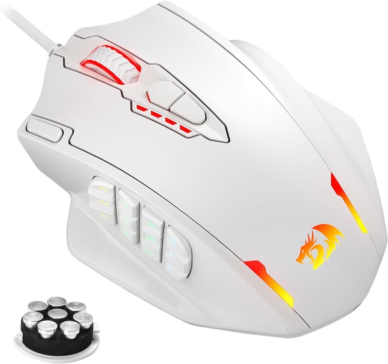 Redragon M908 Impact RGB LED gamer egér 12400 DPI optikai vezetékes fehér