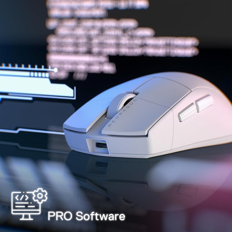 Redragon M916 PRO Vezeték Nélküli Gamer Egér, 49g Ultrakönnyű, 26K DPI, Ergonomikus Kialakítás, Programozható Gombok, 3 Csatlakozási Mód