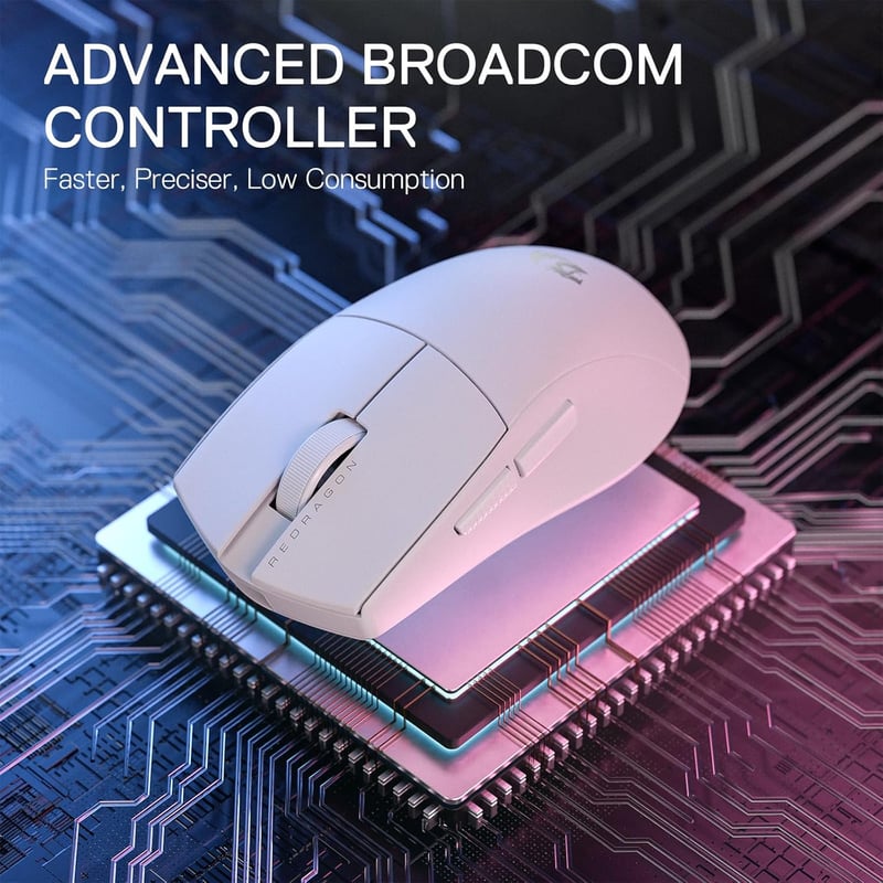 Redragon M916 PRO Vezeték Nélküli Gamer Egér, 49g Ultrakönnyű, 26K DPI, Ergonomikus Kialakítás, Programozható Gombok, 3 Csatlakozási Mód