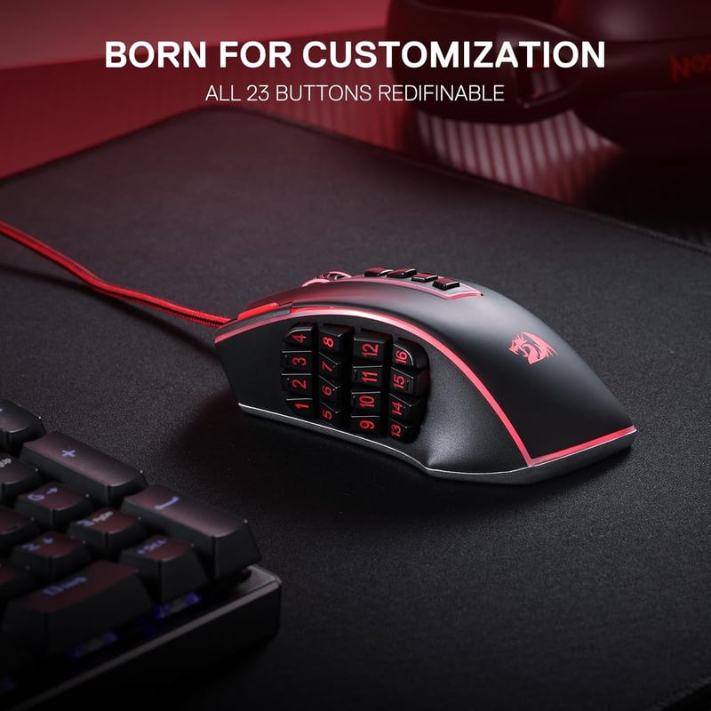Redragon M990 MMO Gamer Egér 32000 DPI RGB 23 Programozható Gomb