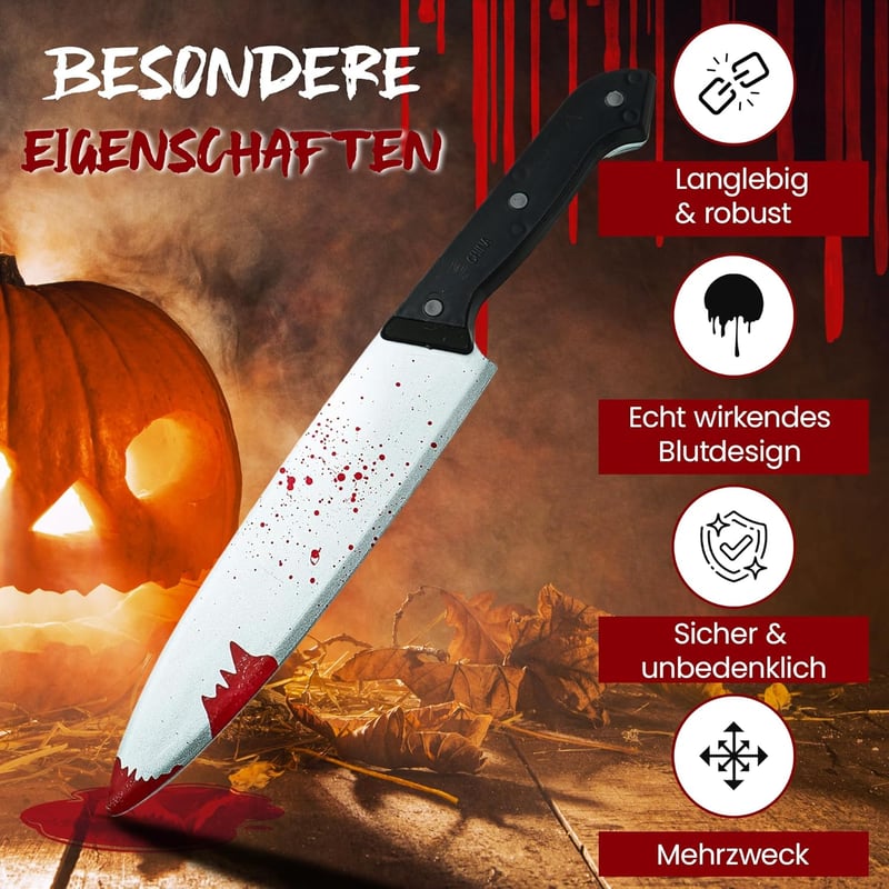 REDSTAR FANCY DRESS Halloween Véres Műkés 30 cm - Zombi Jelmez Kiegészítő Műanyag Tréfaeszköz - Horror Dekoráció Színházi Kellék Jelmezbálra