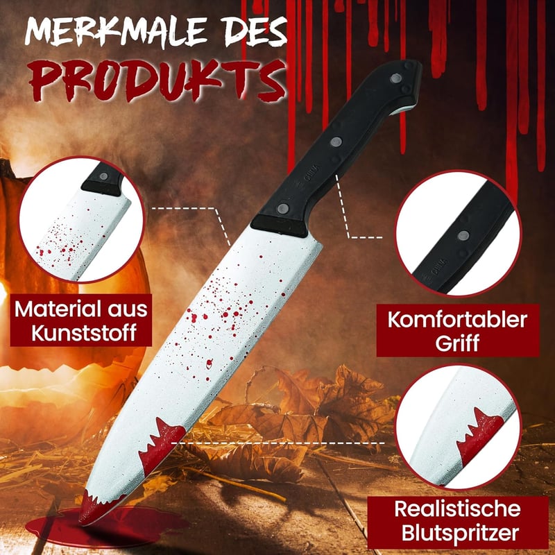 REDSTAR FANCY DRESS Halloween Véres Műkés 30 cm - Zombi Jelmez Kiegészítő Műanyag Tréfaeszköz - Horror Dekoráció Színházi Kellék Jelmezbálra
