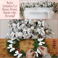 REDSTAR Fehér Szatén Masnik Karácsonyfára - 12 db 12 cm-es Dekoráció Fenyőfára és Koszorúra - Elegáns Ünnepi Díszítőelem 5