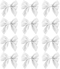 REDSTAR Fehér Szatén Masnik Karácsonyfára - 12 db 12 cm-es Dekoráció Fenyőfára és Koszorúra - Elegáns Ünnepi Díszítőelem 1