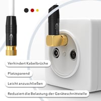 RedStar24 10 m SAT anténny kábel satelitný kábel 135 dB 2x F-konektor 1x 90° zahnutý pozlátený koaxiálny Class A+ Ultra HD 4K 3D UHD biely 5