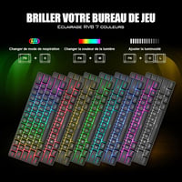 RedThunder 60% AZERTY Gamer Billentyűzet Egér Szett RGB Háttérvilágítás 4