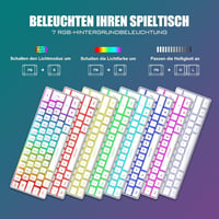 RedThunder 60% RGB gaming billentyűzet és egér szett, 62 billentyű, DE layout - fehér 3