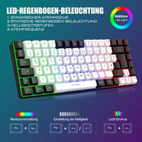RedThunder 75% Vezeték Nélküli Gamer Billentyűzet és Egér Szett, TKL Német Kiosztás, RGB Háttérvilágítás, 7200DPI Méhsejt Egér, PC/Mac/PS5/X 3