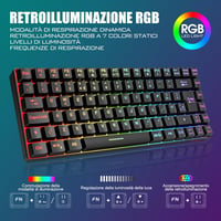 RedThunder 75% Wireless Gaming Billentyűzet, Rainbow LED, 3200 DPI, 85 Gomb, PC/PS5/Xbox 2