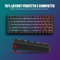 RedThunder 75% Wireless Gaming Billentyűzet, Rainbow LED, 3200 DPI, 85 Gomb, PC/PS5/Xbox 5