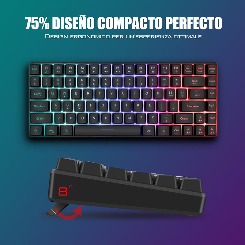 RedThunder 80% Wireless Mechanikus Gamer Billentyűzet Rainbow LED + 3200 DPI Egér Szett