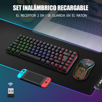 RedThunder 80% Wireless Mechanikus Gamer Billentyűzet Rainbow LED + 3200 DPI Egér Szett 6