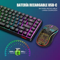 RedThunder 80% Wireless Mechanikus Gamer Billentyűzet Rainbow LED + 3200 DPI Egér Szett 3