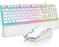 RedThunder K10 3az1-ben Billentyűzet Egér Csuklótámasz RGB Mechanikus IT Fehér 1