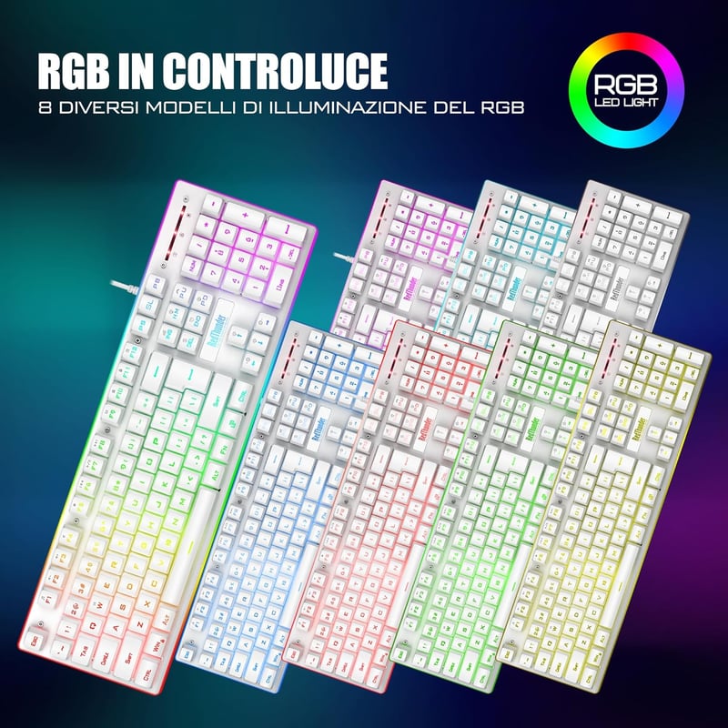 RedThunder K10 3az1-ben Billentyűzet Egér Csuklótámasz RGB Mechanikus IT Fehér