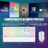 RedThunder K10 3az1-ben Billentyűzet Egér Csuklótámasz RGB Mechanikus IT Fehér 4