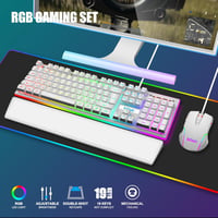 RedThunder K10 Gamer Billentyűzet és Egér Szett, Fehér, RGB Háttérvilágítás, Fém Alaplap, Csuklótámasz, QWERTZ Német Kiosztás, PC/Mac 2